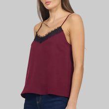 Load image into Gallery viewer, Dear John Alexandria Lace Silky Tank- Cherry Tea