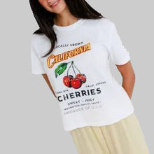 Load image into Gallery viewer, Sunny Somewhere Cherries Everyday Tee-White