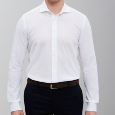 Emanuel Berg Textured Crinkle Hybrid Shirt-White