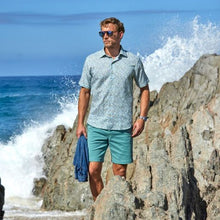 Load image into Gallery viewer, David Donahue Short Sleeve Sport Shirt- Sage/Multi Print