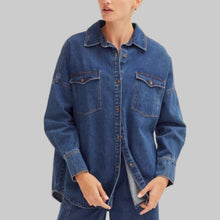 Load image into Gallery viewer, Crescent Gianna Denim Button Up Shirt-Denim Blue