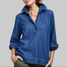 Load image into Gallery viewer, Hinson Wu Aileen 3/4 Sleeve Denim Shirt-Dark Wash