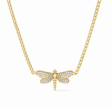 Load image into Gallery viewer, Julie Vos Gold Dragonfly Pavé Delicate Necklace-Cubic Zirconia
