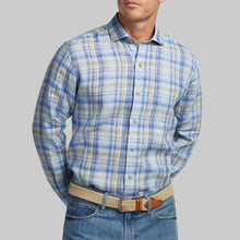 Load image into Gallery viewer, David Donahue Cotton Sport Shirt- Blue/Dune Plaid