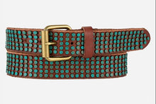 Load image into Gallery viewer, Amsterdam Heritage Eden Studded Leather Belt- Cognac
