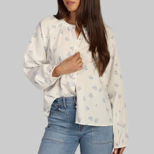 Load image into Gallery viewer, Dylan Faded Floral Blouse-White/Blue