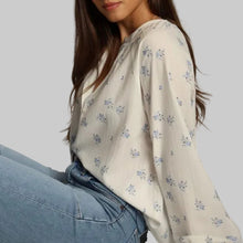 Load image into Gallery viewer, Dylan Faded Floral Blouse-White/Blue