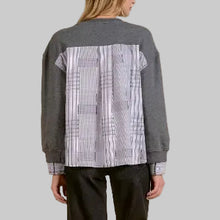Load image into Gallery viewer, Elan Layered Crewneck-Grey/Plaid