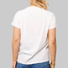 Load image into Gallery viewer, Queen of Sparkles White Horse & Rose Horse Shoe Tee-White