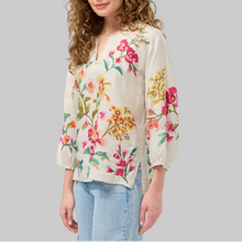 Load image into Gallery viewer, Johnny Was Split Neck Lineen Blouse-Miraze