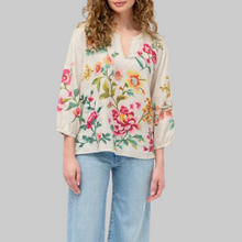 Load image into Gallery viewer, Johnny Was Split Neck Lineen Blouse-Miraze