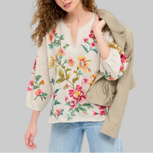 Load image into Gallery viewer, Johnny Was Split Neck Lineen Blouse-Miraze