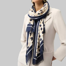 Load image into Gallery viewer, Joseph Ribkoff Modal Dot Print Scarf-Beige/Blue