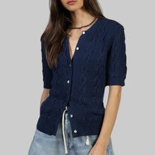 Load image into Gallery viewer, Dylan Cable Knit Cardigan-Navy