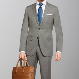 Baroni Suit-Gentleman's Fit- Sharkskin Light Grey