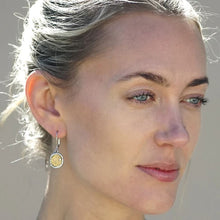 Load image into Gallery viewer, Tat2 Designs Pavia Coin & Frame Dangle Earrings-Vintage Silver