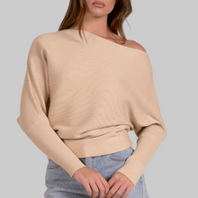 Load image into Gallery viewer, Elan Off the Shoulder Sweater-Sand