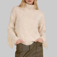 Load image into Gallery viewer, Elan Fringe Turtleneck Sweater-Stone