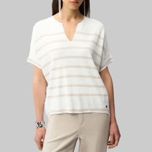 Load image into Gallery viewer, Joseph Ribkoff Stripe Print Short Sleeve Sweater-Vanilla/Moonstone