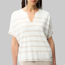 Load image into Gallery viewer, Joseph Ribkoff Stripe Print Short Sleeve Sweater-Vanilla/Moonstone