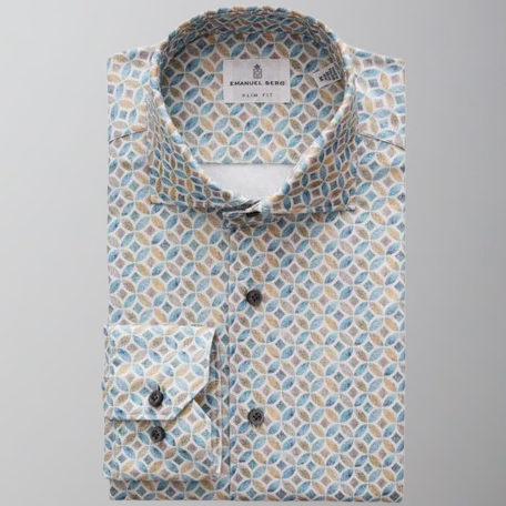 Emanuel Berg Modern 4Flex Stretch Knit Shirt-Turquoise