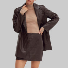 Load image into Gallery viewer, Crescent Vianna Vegan Leather Column Mini Skirt-Espresso