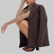 Load image into Gallery viewer, Crescent Vianna Vegan Leather Oversized Blazer-Espresso