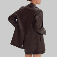 Load image into Gallery viewer, Crescent Vianna Vegan Leather Oversized Blazer-Espresso