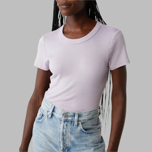 Michael Stars Fallon Short Sleeve Crew Neck Tee- Sweet Lilac