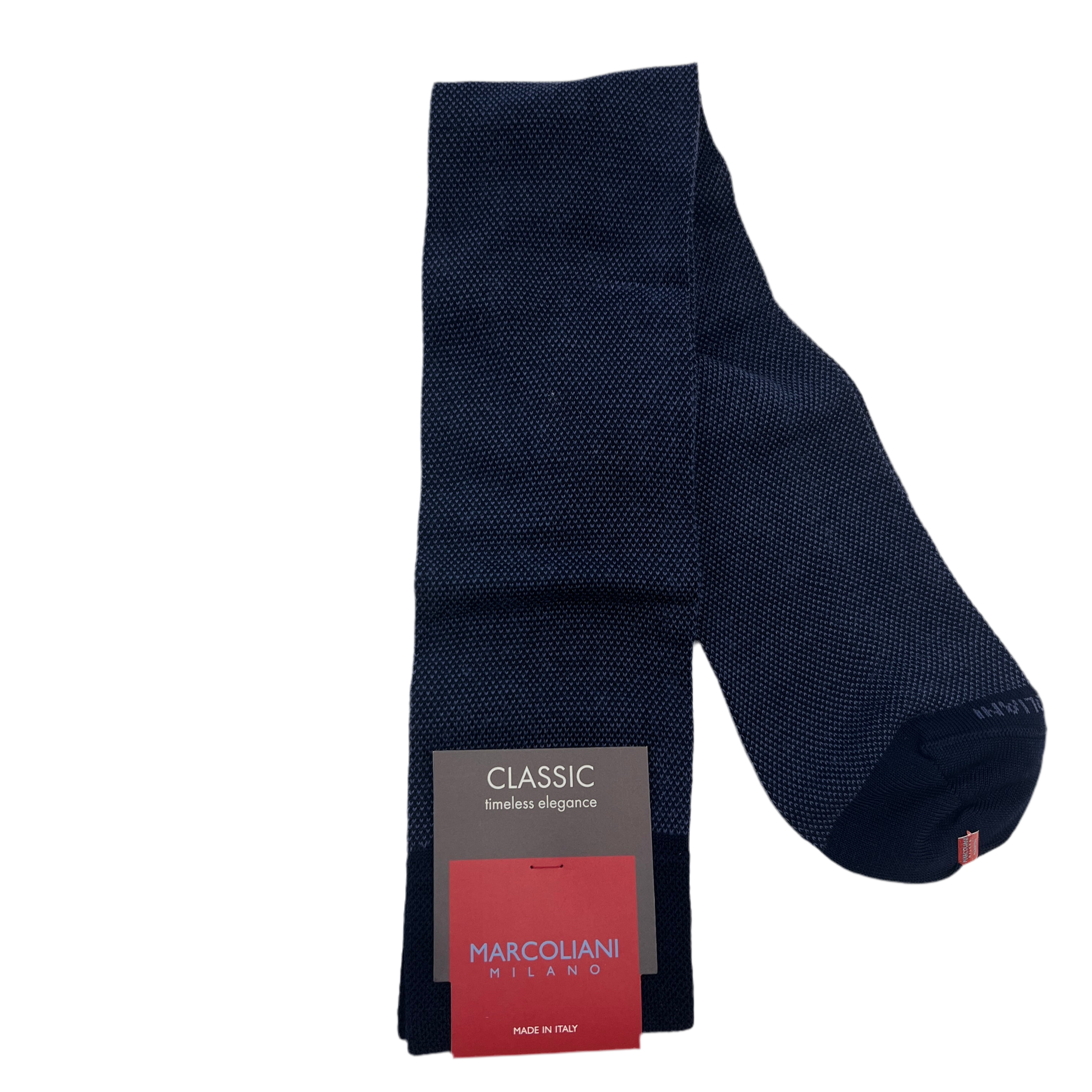 Marcoliani Over the Calf Classic Dress Sock-Birdseye-Navy