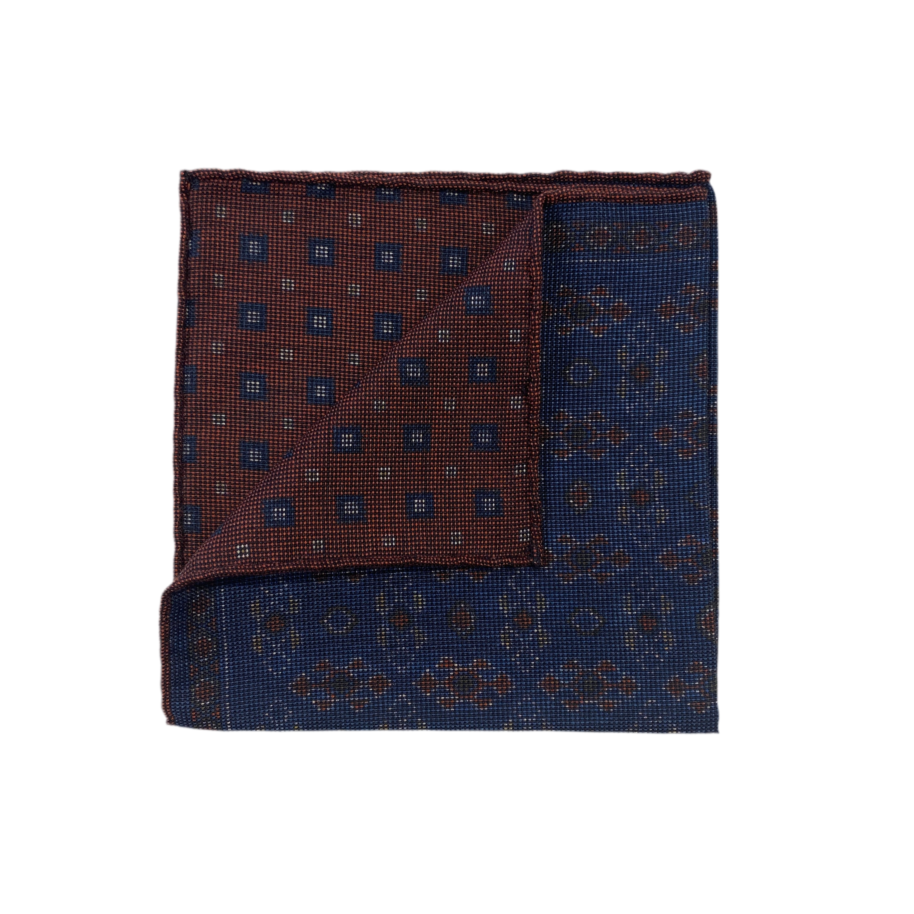 Geoff Nicholson Pocket Square-Blue/Wine Geometric Circle