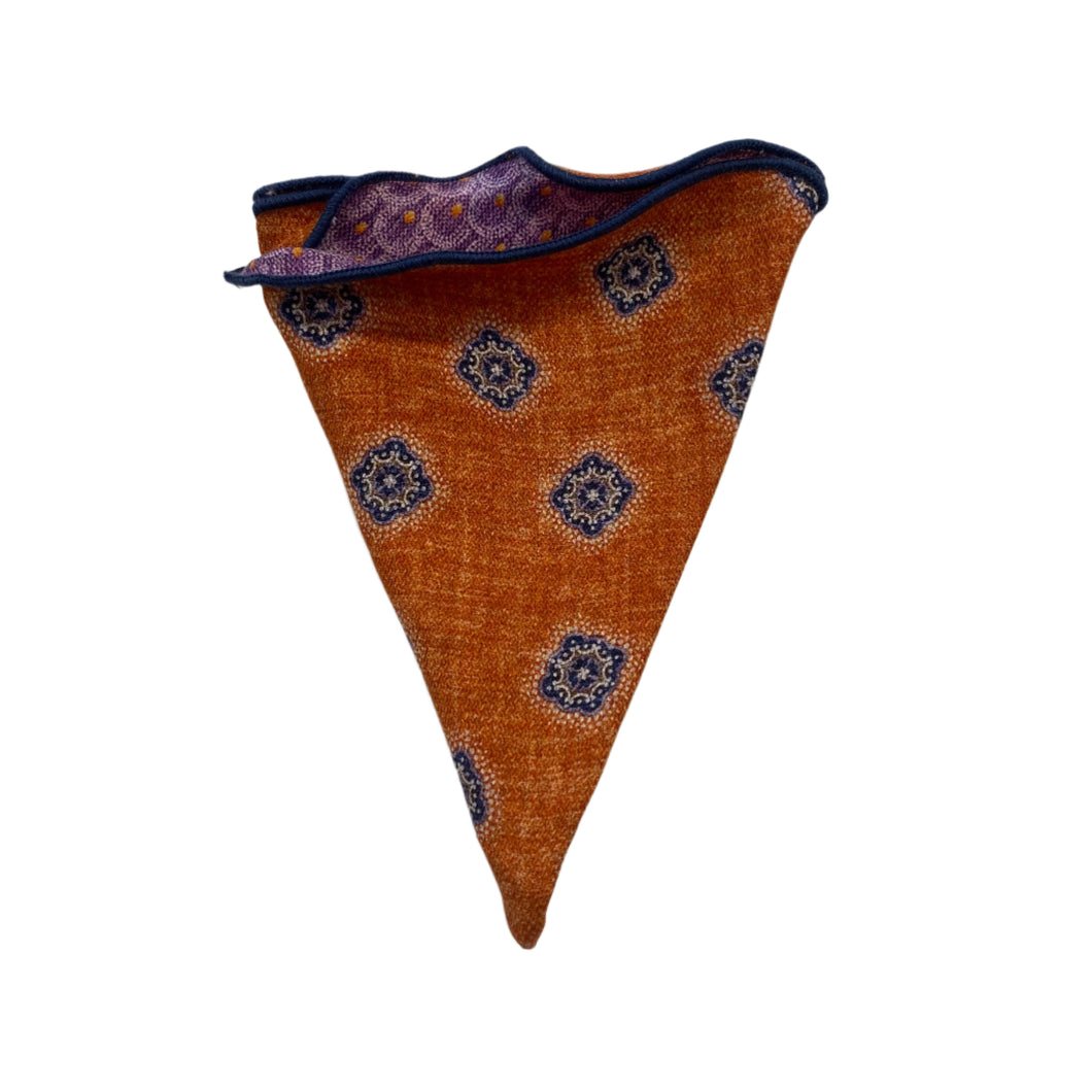 Edward Armah Reversible Pocket Circle-Medallion/Feather Print-Orange/Purple