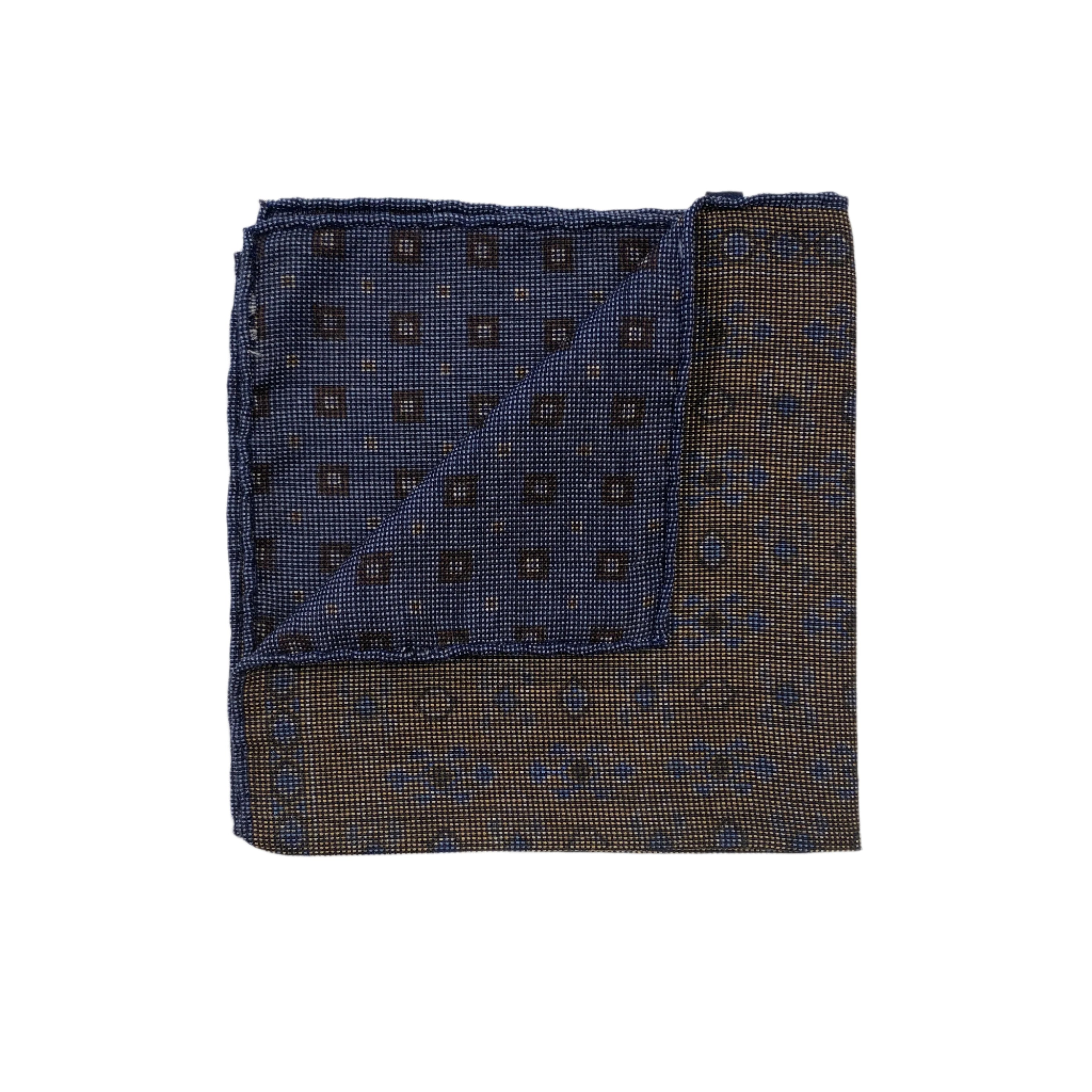 Geoff Nicholson Pocket Square-Gold/Blue Geometric Circle