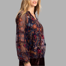 Load image into Gallery viewer, Johnny Was Saphire Mesh Blouse-Monika
