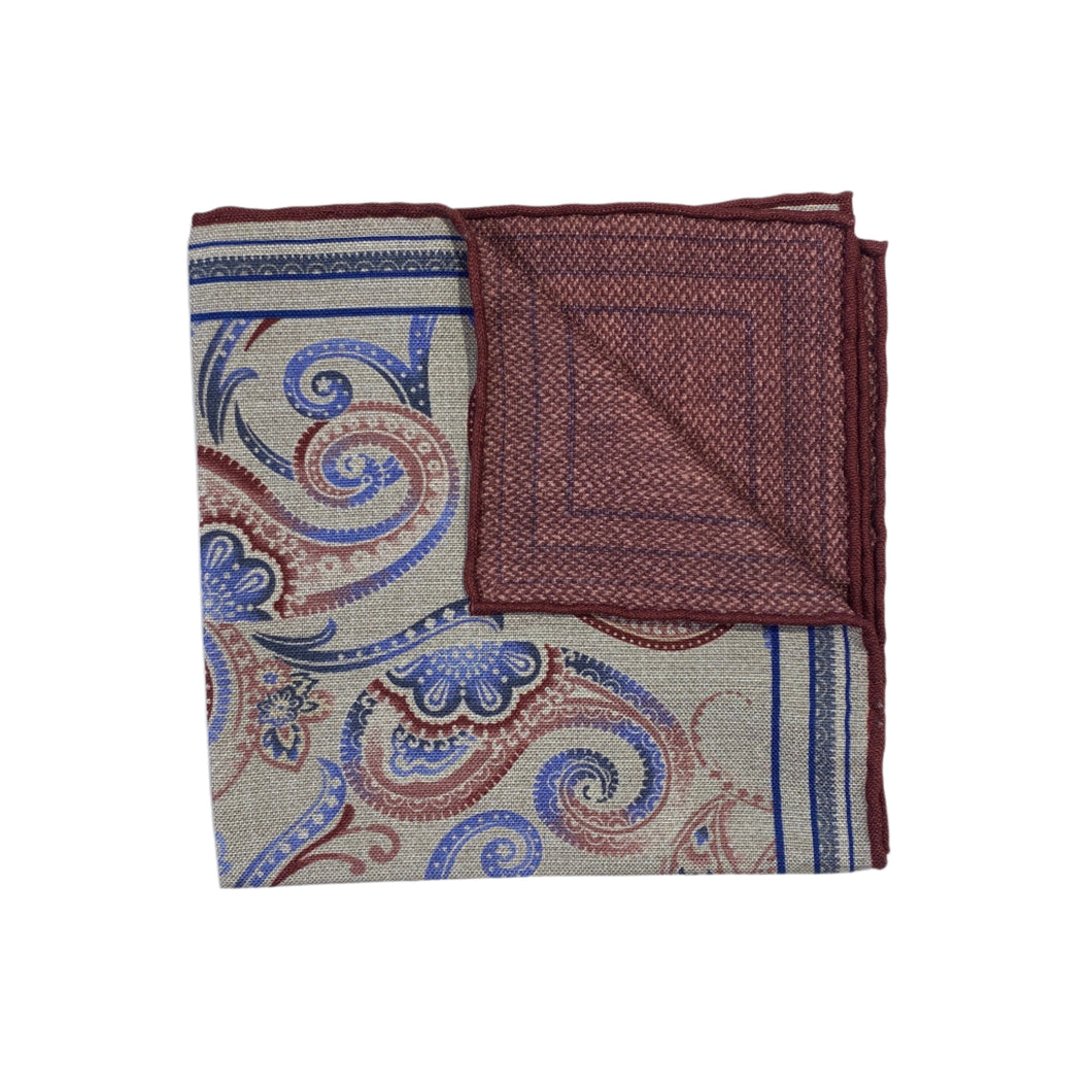 Geoff Nicholson Pocket Square-Exploded Paisley-Red/Blue