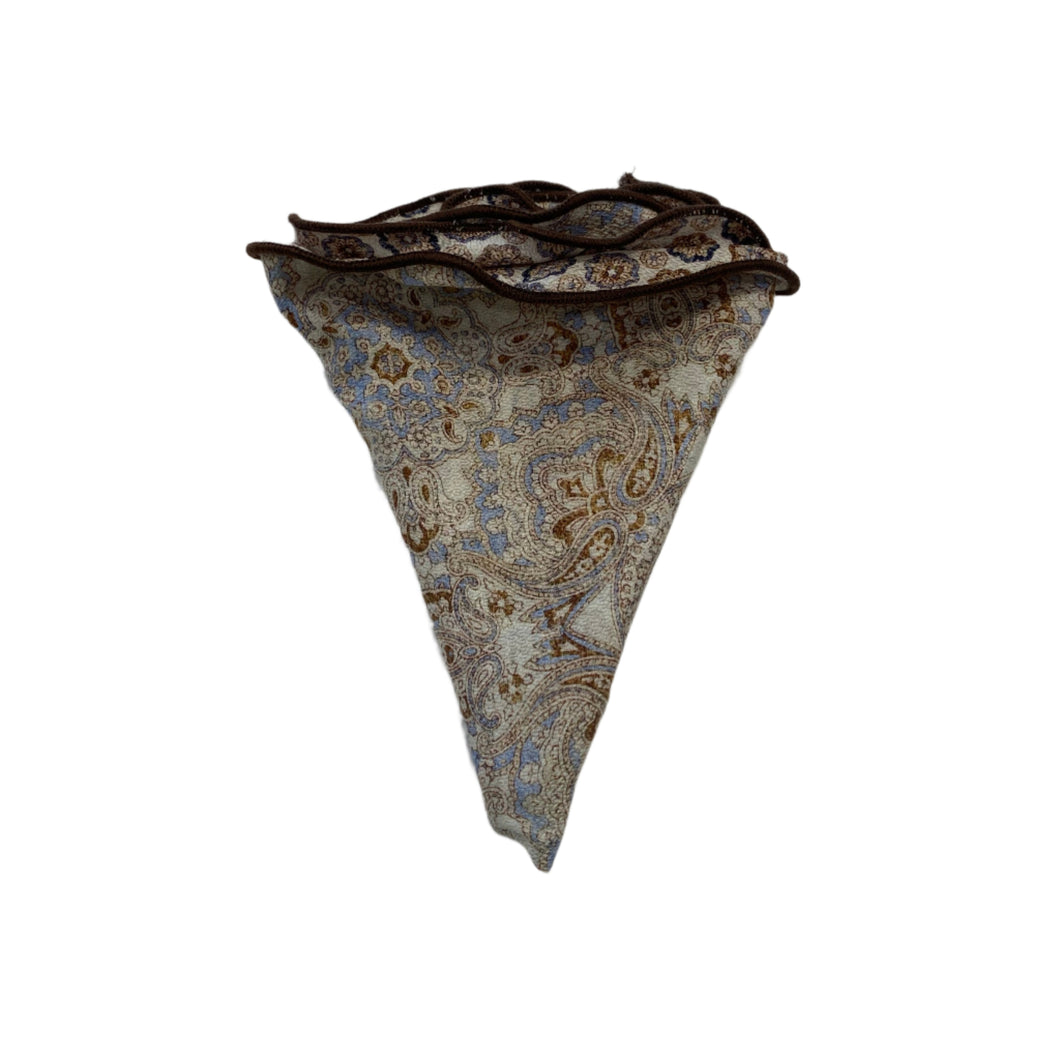 Edward Armah Reversible Pocket Circle-Mini Paisley/Mini Medallion-Cream/Brown