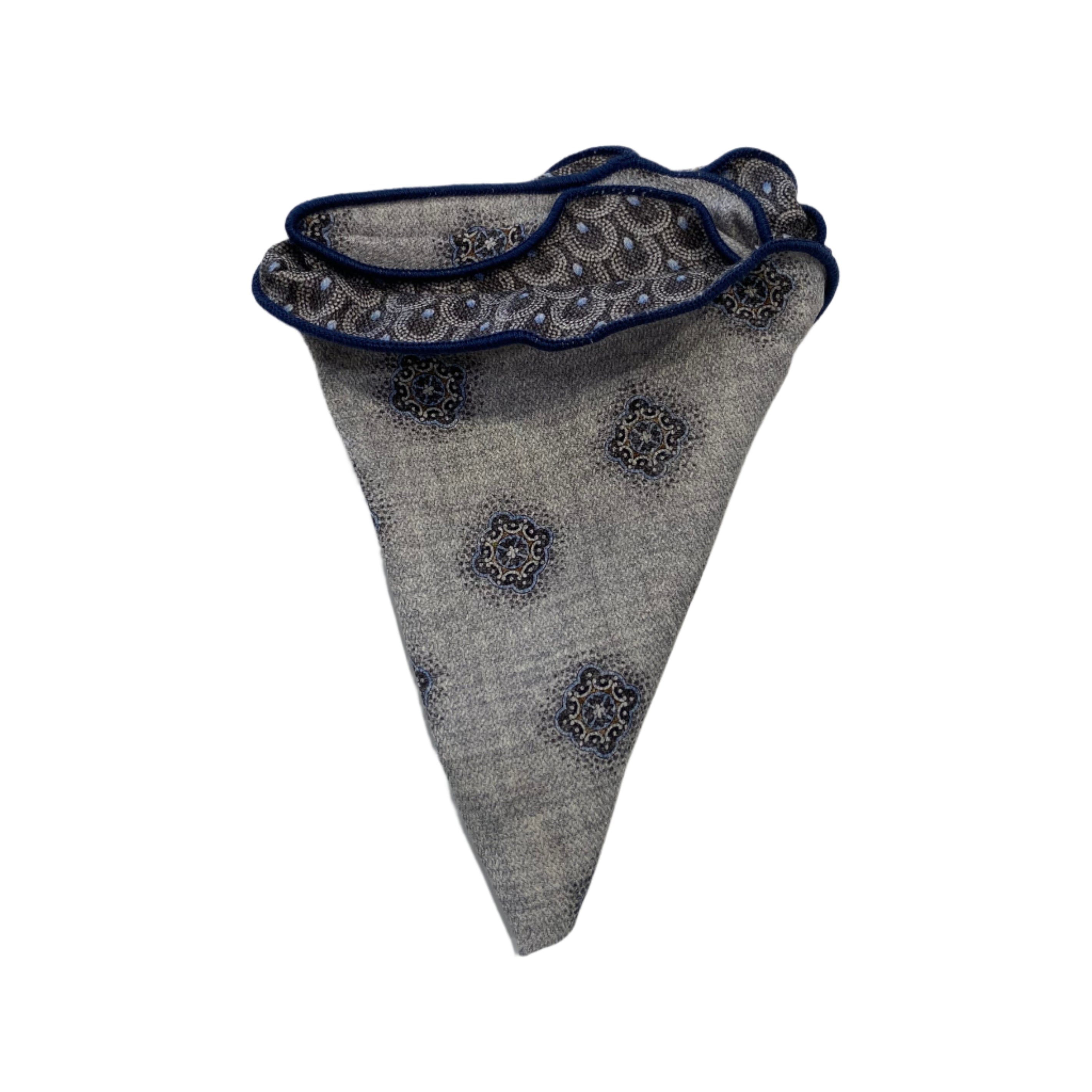 Edward Armah Reversible Pocket Circle-Medallion/Feather Print-Grey/Charcoal