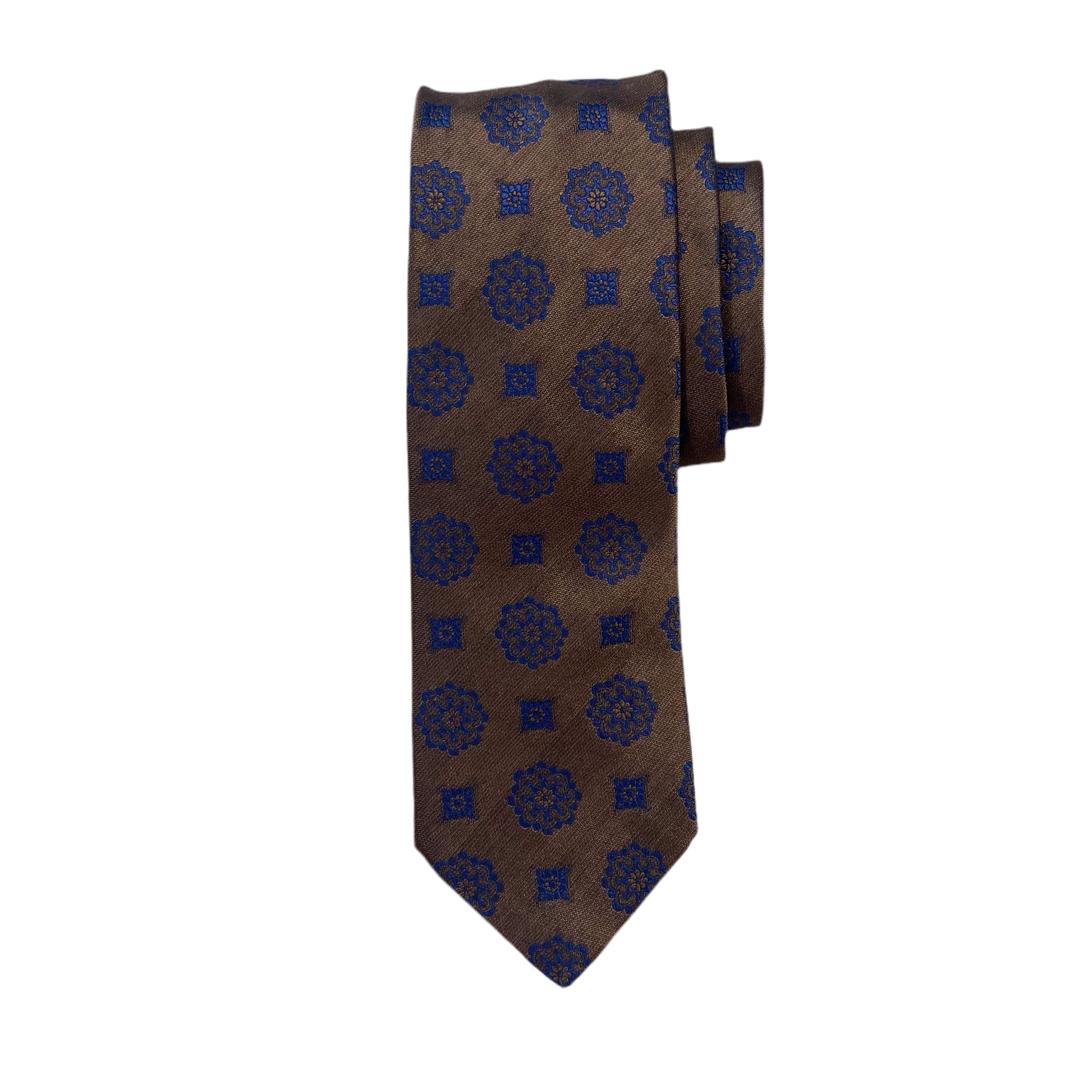 Geoff Nicholson Neckwear-Brown/Blue Large Medallion