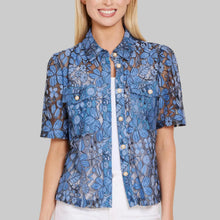 Load image into Gallery viewer, Dolce Cabo Floral Lace Top-Blue Floral
