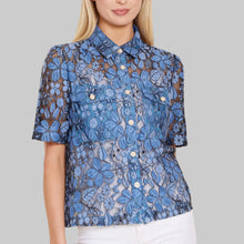 Load image into Gallery viewer, Dolce Cabo Floral Lace Top-Blue Floral
