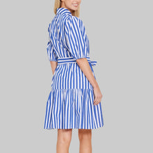 Load image into Gallery viewer, Dolce Cabo Belted Stripe Dress- Cobalt/White
