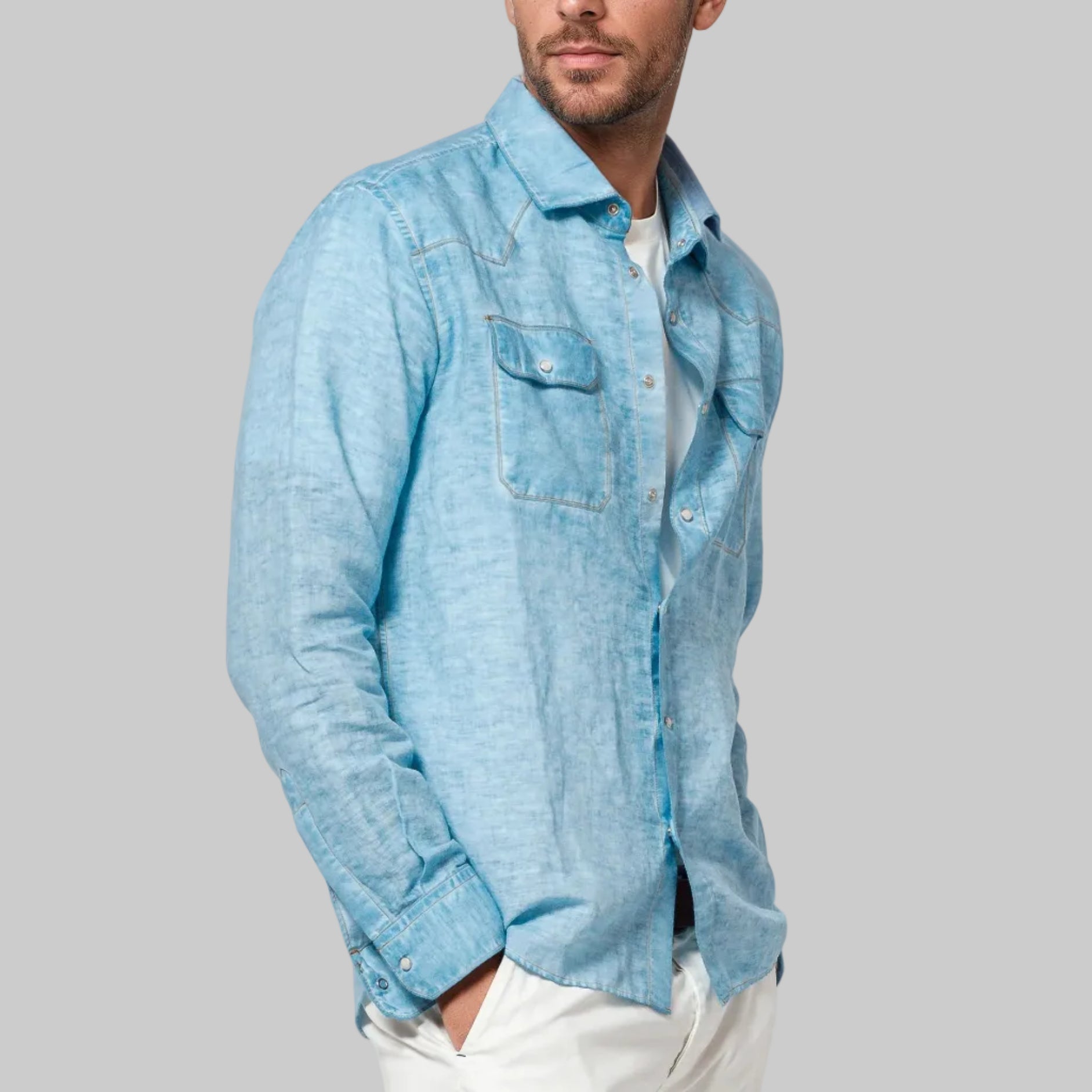 Ploumanac'h Austin Two Pocket Western Sportshirt-Egeo