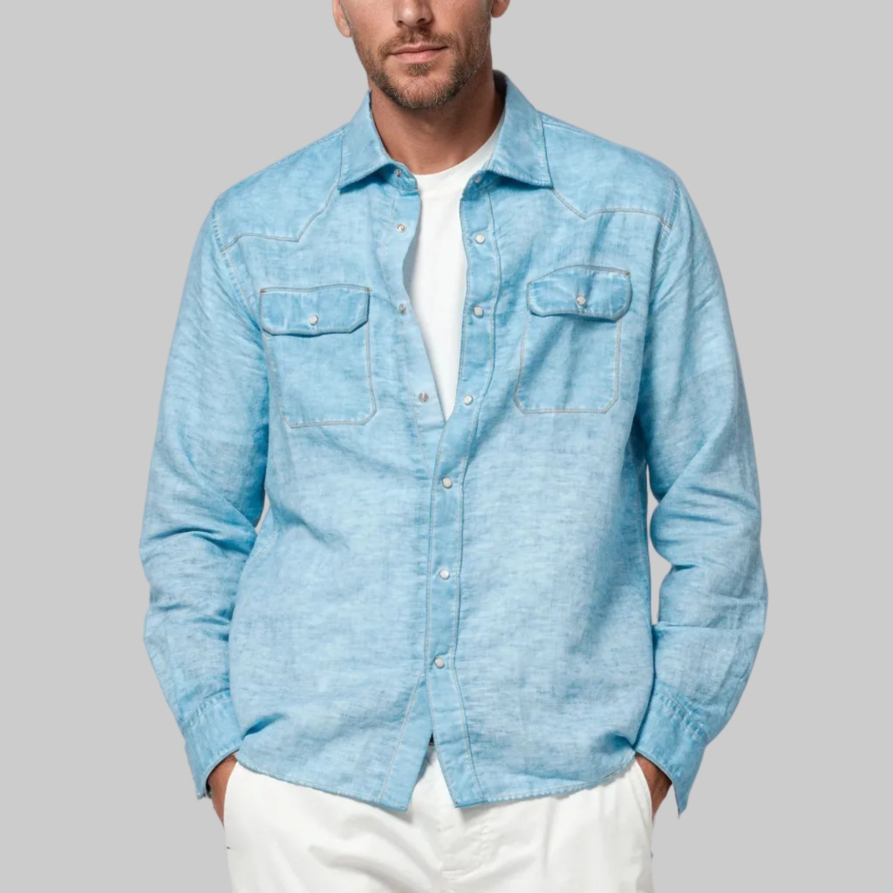 Ploumanac'h Austin Two Pocket Western Sportshirt-Egeo