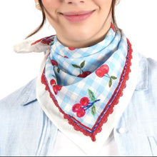 Load image into Gallery viewer, Vismaya Cherry Picnic Bandana- Ivory Blue

