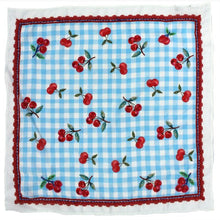 Load image into Gallery viewer, Vismaya Cherry Picnic Bandana- Ivory Blue
