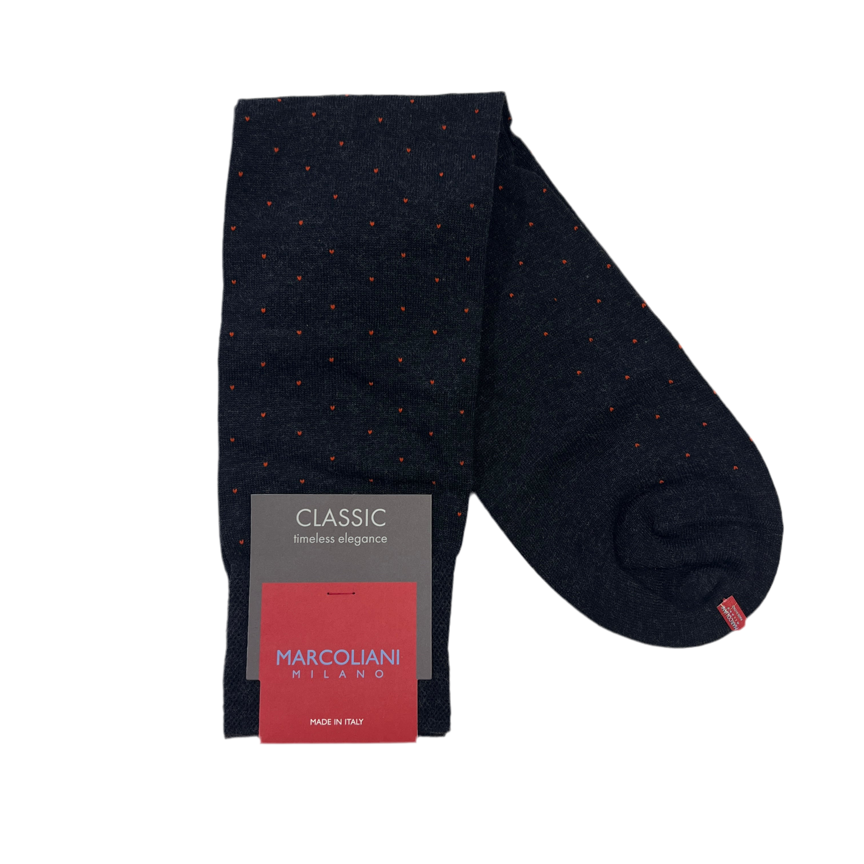 Marcoliani Mid-Calf Classic Dress Sock-Pin-Charcoal Ginger