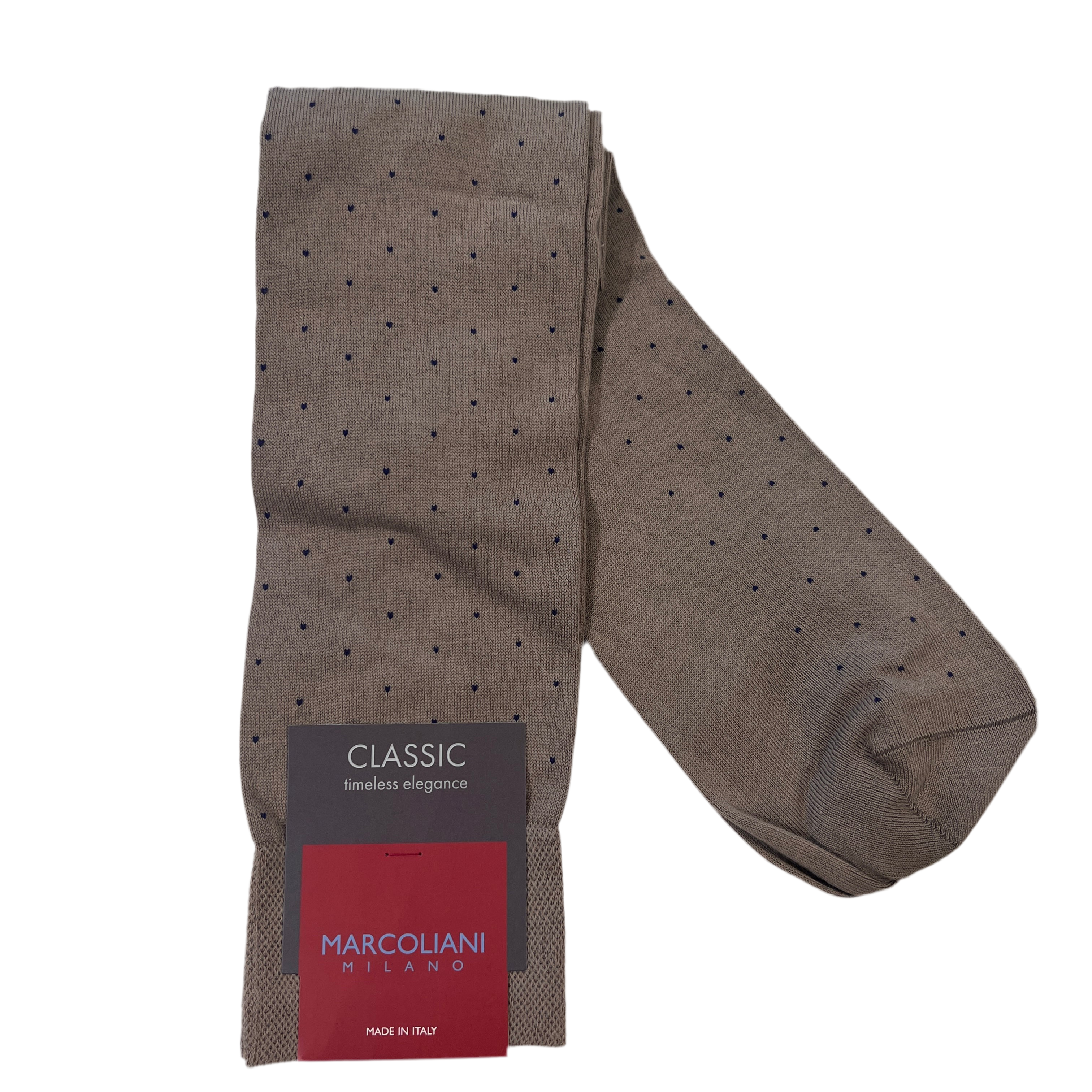 Marcoliani Over the Calf Classic Dress Sock-Pin-Taupe
