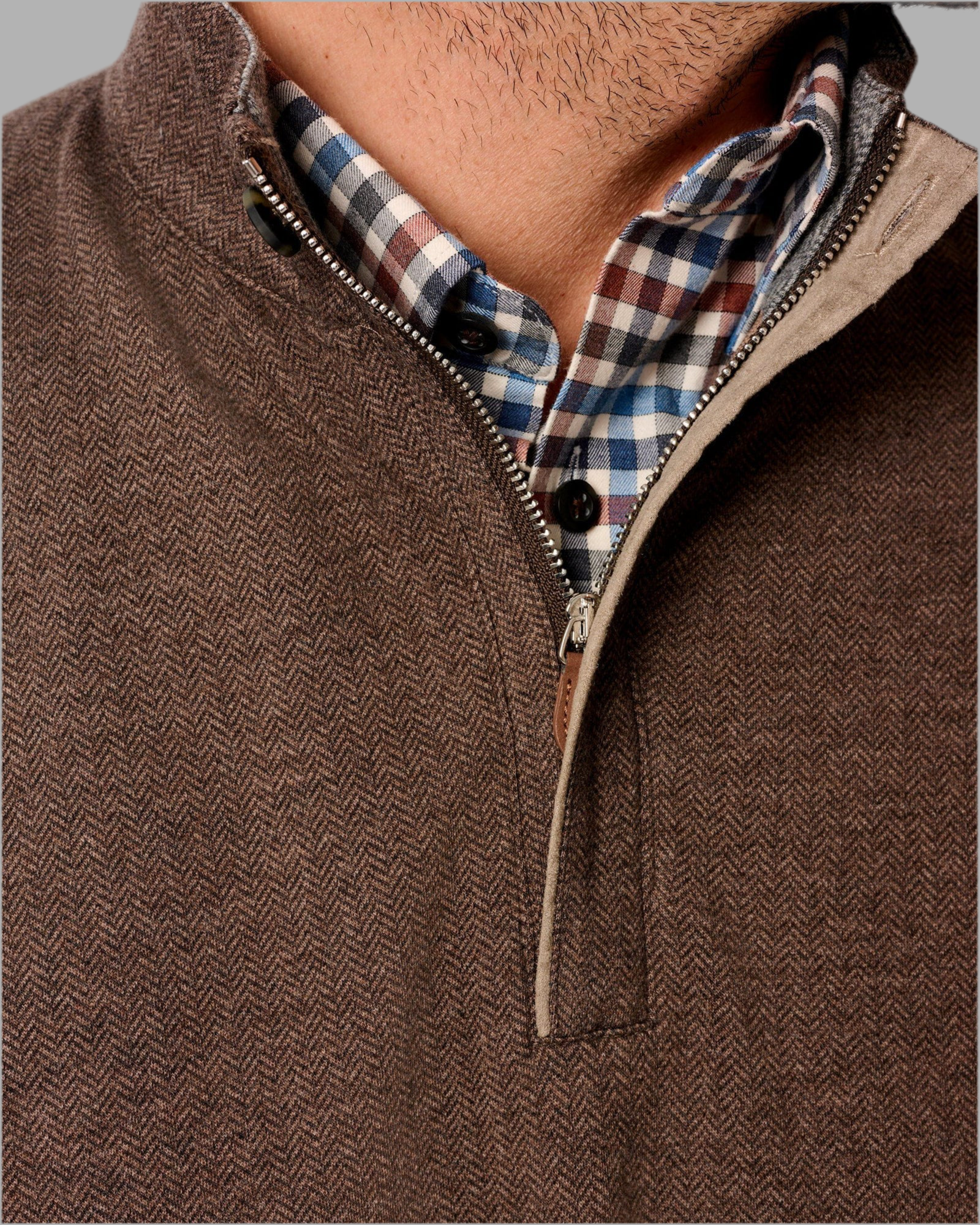 Johnnie-O Rubin Bone Quarter Zip-Bison