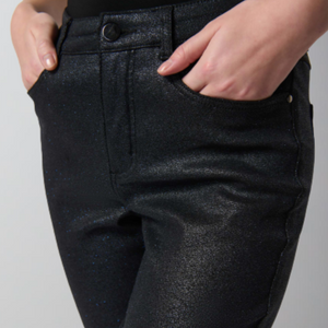 Joseph Ribkoff Blue and Black Sparkly Foiled Classic Slim-Fit Jeans