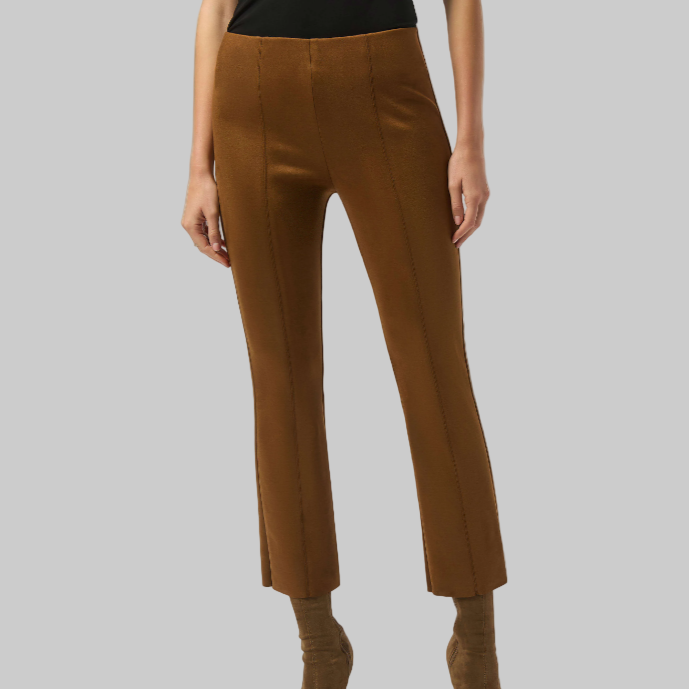 Joseph Ribkoff Scuba Suede Flared Pants-Brown